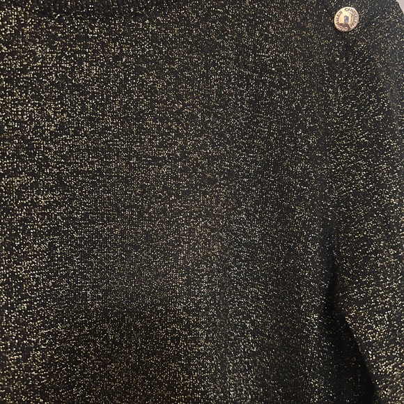 Calvin Klein Black Metallic Sweater Gold Buttons - Picture 2 of 5
